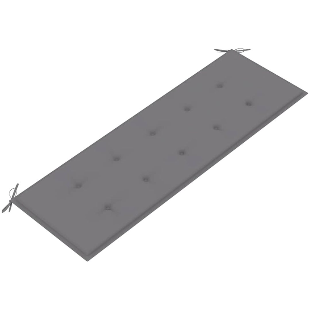 Bataviabänk med grå dyna massiv teak vidaXL 150 cm – bild 5