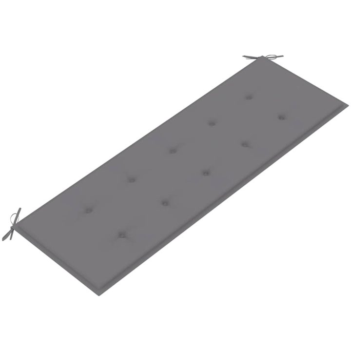 Bataviabänk med grå dyna massiv teak vidaXL 150 cm – bild 5