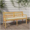 Bataviabänk med gräddvit dyna massiv teak vidaXL 150 cm – miniatyr 1