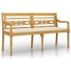 Bataviabänk med gräddvit dyna massiv teak vidaXL 150 cm – miniatyr 2