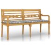 Bataviabänk med grårutig dyna massiv teak vidaXL 150 cm – miniatyr 2