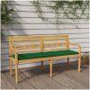 Bataviabänk med grön dyna massiv teak vidaXL 150 cm – miniatyr 1