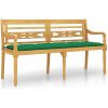 Bataviabänk med grön dyna massiv teak vidaXL 150 cm – miniatyr 2