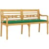 Bataviabänk med grön dyna massiv teak vidaXL 150 cm – miniatyr 3