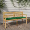 Bataviabänk med grön dyna massiv teak vidaXL 150 cm – miniatyr 1