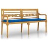 Bataviabänk med kungsblå dyna massiv teak vidaXL 150 cm – miniatyr 2
