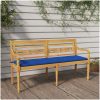 Bataviabänk med kungsblå dyna massiv teak vidaXL 150 cm – miniatyr 1