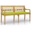 Bataviabänk med ljusgrön dyna massiv teak vidaXL 150 cm – miniatyr 2