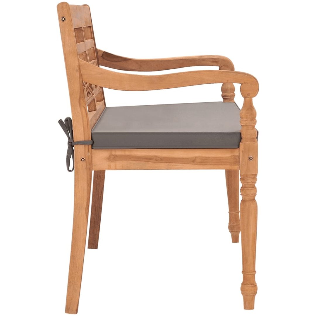 Bataviabänk med mörkgrå dyna massiv teak vidaXL 120 cm – bild 3