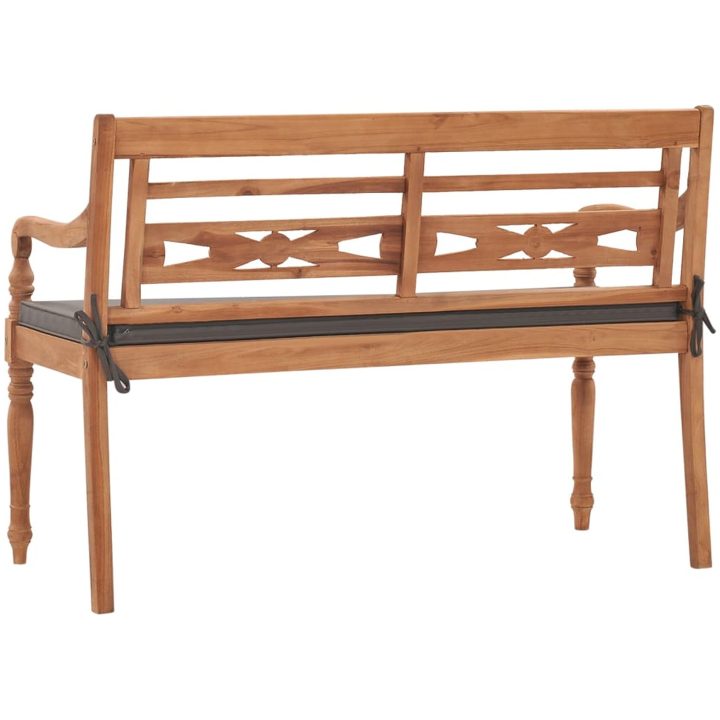 Bataviabänk med mörkgrå dyna massiv teak vidaXL 120 cm – bild 4