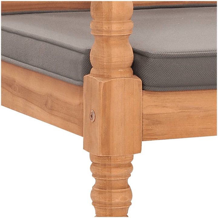 Bataviabänk med mörkgrå dyna massiv teak vidaXL 120 cm – bild 5