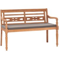 Bataviabänk med mörkgrå dyna massiv teak vidaXL