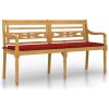 Bataviabänk med röd dyna massiv teak vidaXL 150 cm – miniatyr 2