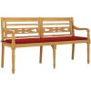 Bataviabänk med röd dyna massiv teak vidaXL 150 cm – miniatyr 3