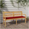 Bataviabänk med röd dyna massiv teak vidaXL 150 cm – miniatyr 1