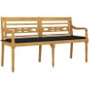 Bataviabänk med svart dyna massiv teak vidaXL 150 cm – miniatyr 3