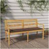 Bataviabänk med taupe dyna massiv teak vidaXL 150 cm – miniatyr 1