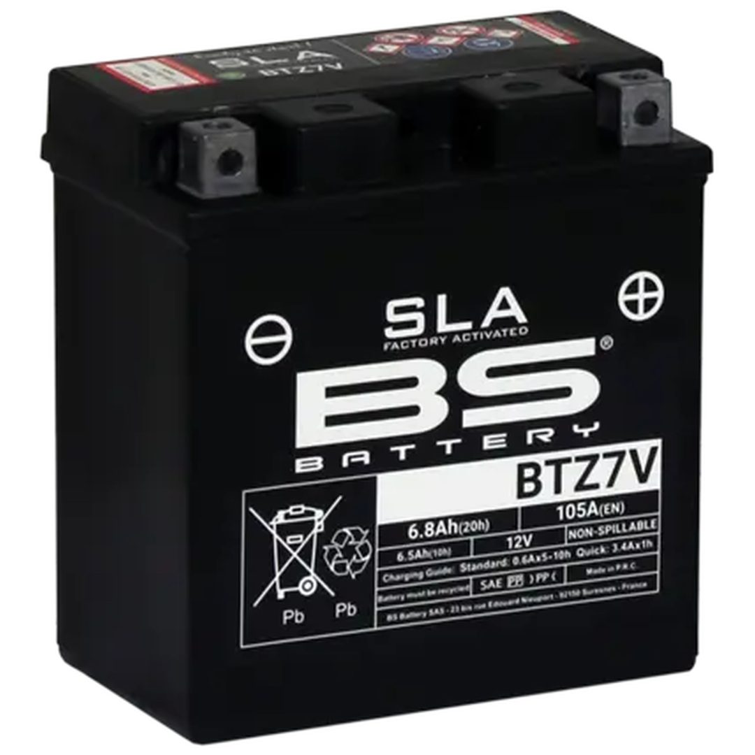 Batteri SLA Fabriksaktiverat AGM Underhållsfritt Svart BS BATTERY