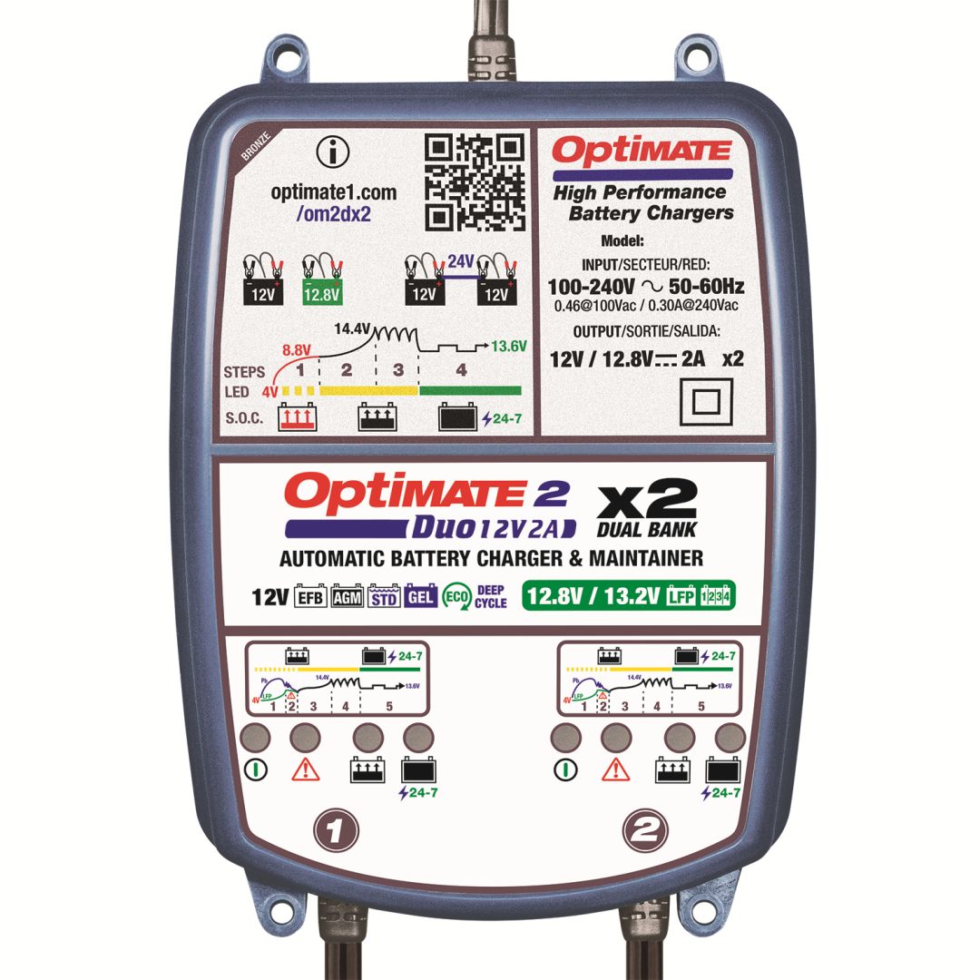 Batteriladdare Optimate 2 Duo X 2 Bank Blå TECMATE Batteriladdare – bild 4