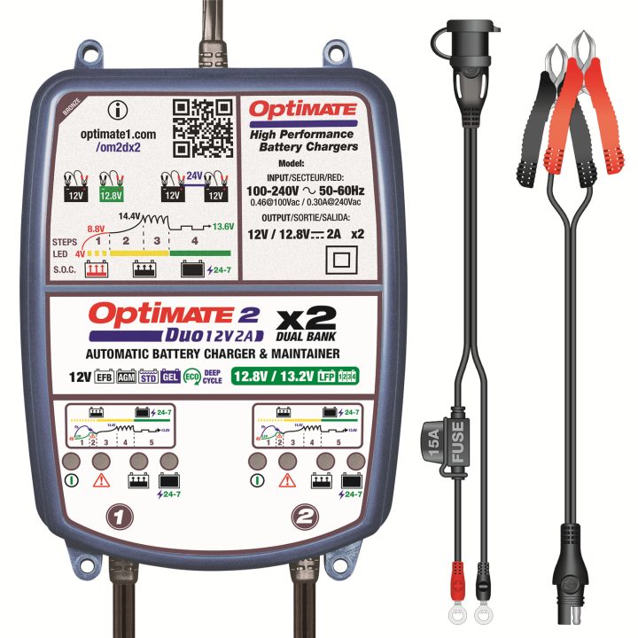 Batteriladdare Optimate 2 Duo X 2 Bank Blå TECMATE Batteriladdare – bild 3