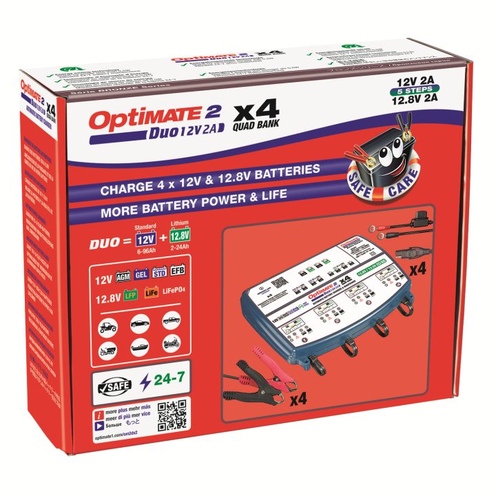 Batteriladdare Optimate 2 Duo X 4 Bank Blå TECMATE Batteriladdare – bild 7