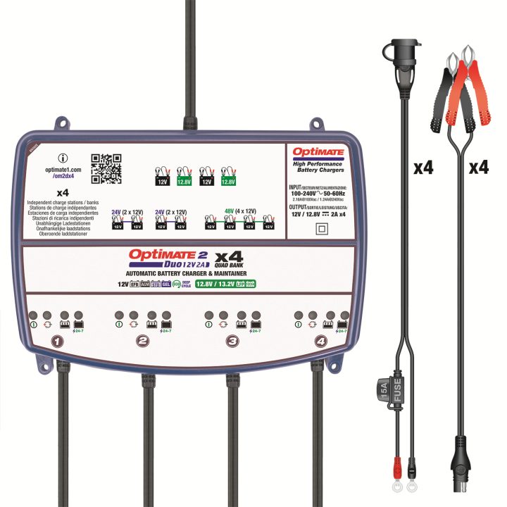 Batteriladdare Optimate 2 Duo X 4 Bank Blå TECMATE Batteriladdare – bild 4