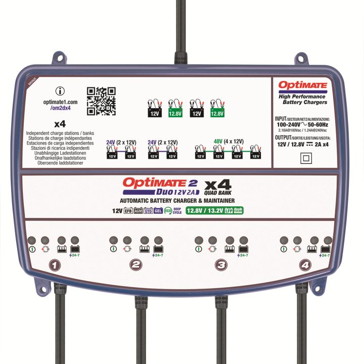 Batteriladdare Optimate 2 Duo X 4 Bank Blå TECMATE Batteriladdare – bild 2
