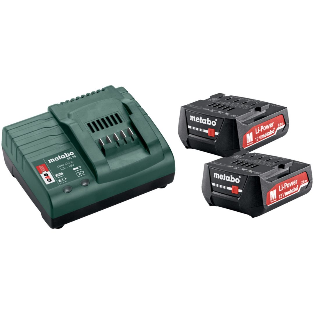 Batteripaket med laddare 12V 2 x 2 Ah Li-jon METABO