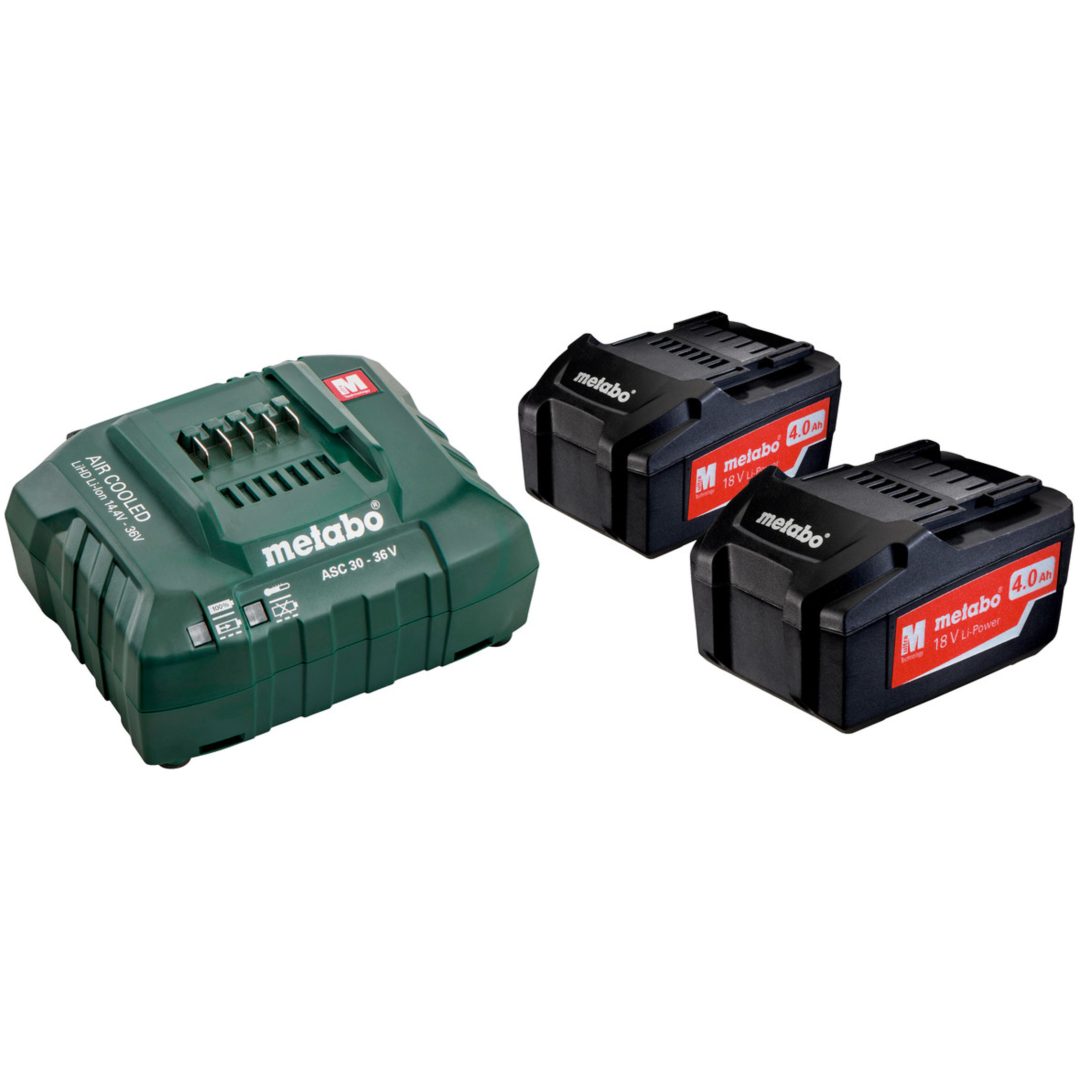 Batteripaket med laddare 18V 2 x 4 Ah Li-jon METABO