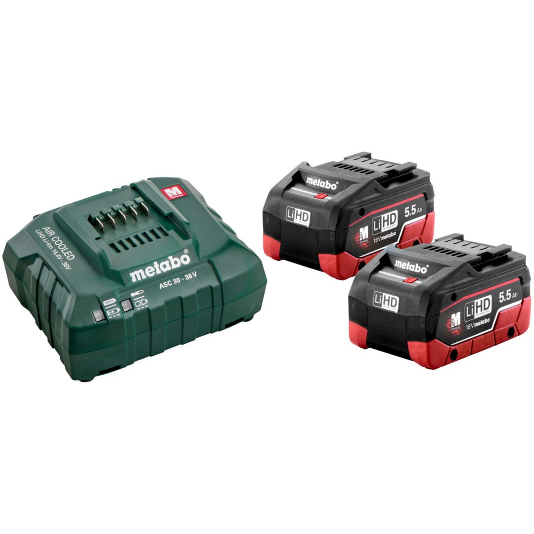 Batteripaket med laddare 18V 2 x 5.5 Ah LiHD METABO