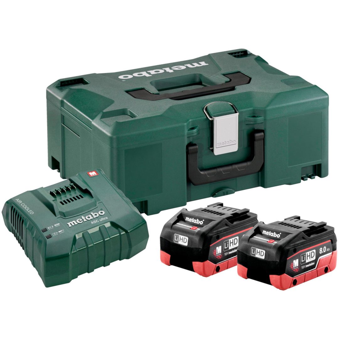 Batteripaket med laddare 18V 2 x 8 Ah LiHD METABO