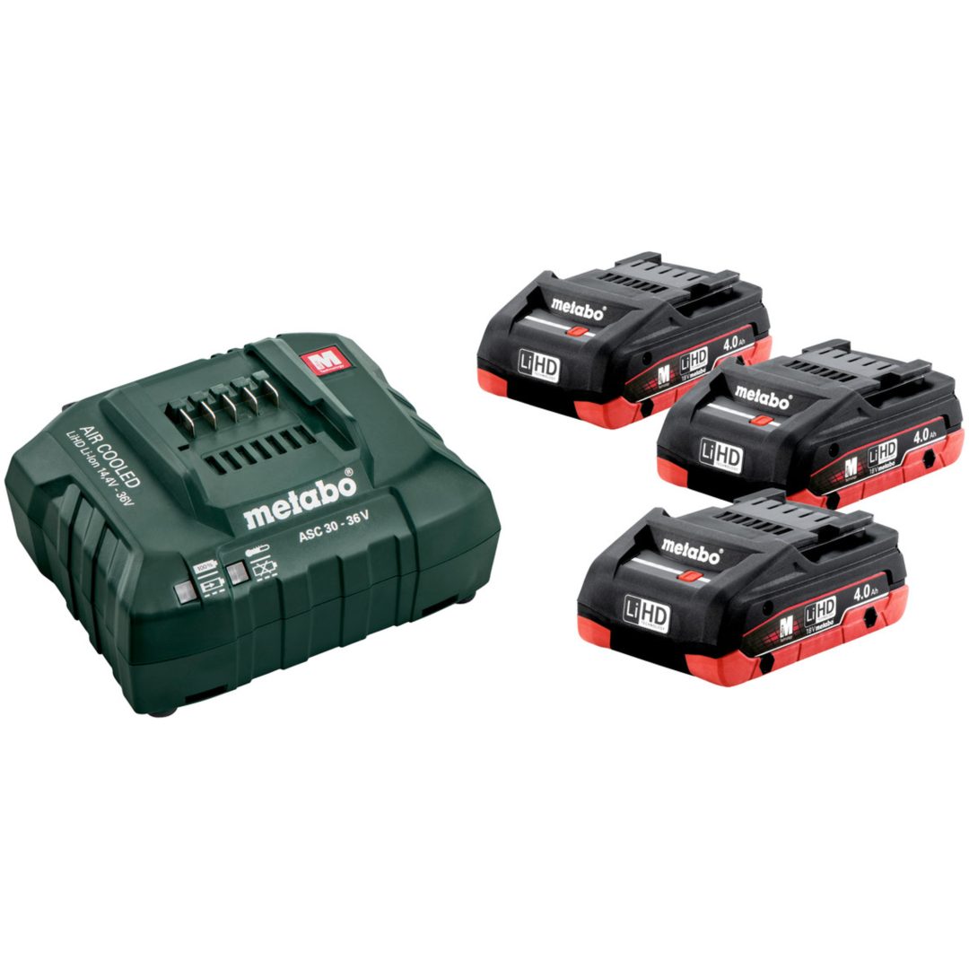Batteripaket med laddare 18V 3 x 4 Ah LiHD METABO