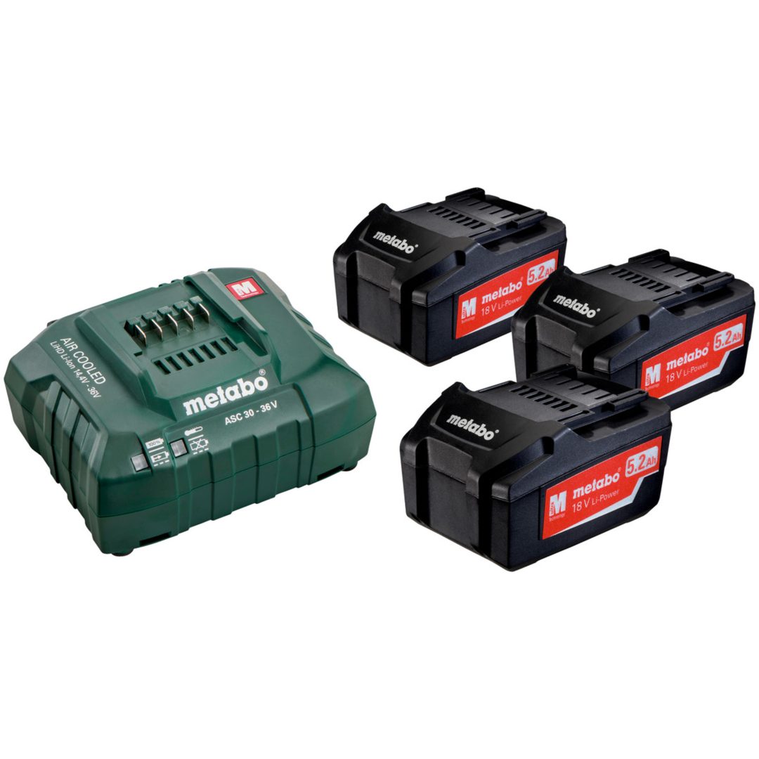 Batteripaket med laddare 18V 3 x 5.2 Ah Li-jon METABO