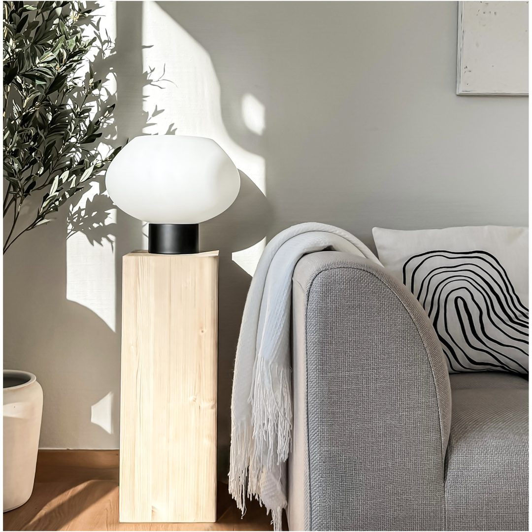 Bell Bordlampa Stor, Svart/vit ANETA HOME Sockel E27 Svart /Opalvit – bild 5