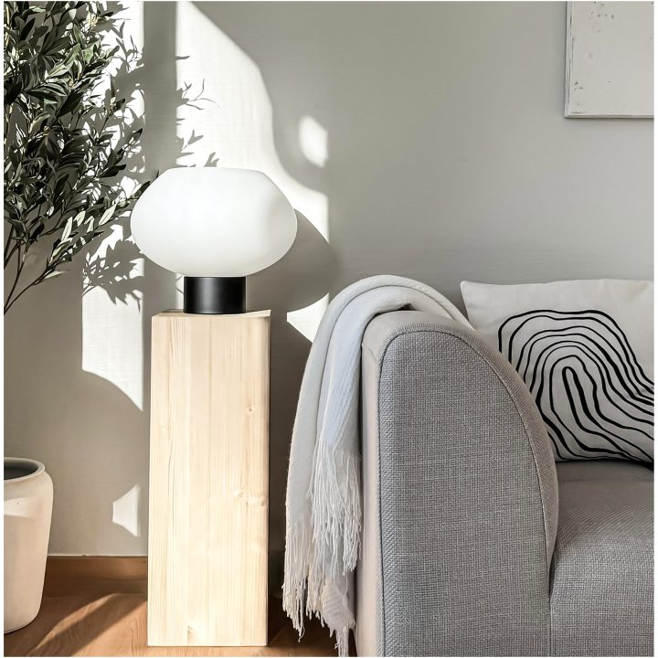 Bell Bordlampa Stor, Svart/vit ANETA HOME Sockel E27 Svart /Opalvit – bild 5