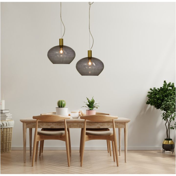 Bell Taklampa 35cm, ANETA HOME Matt Mässing /Rök – bild 6