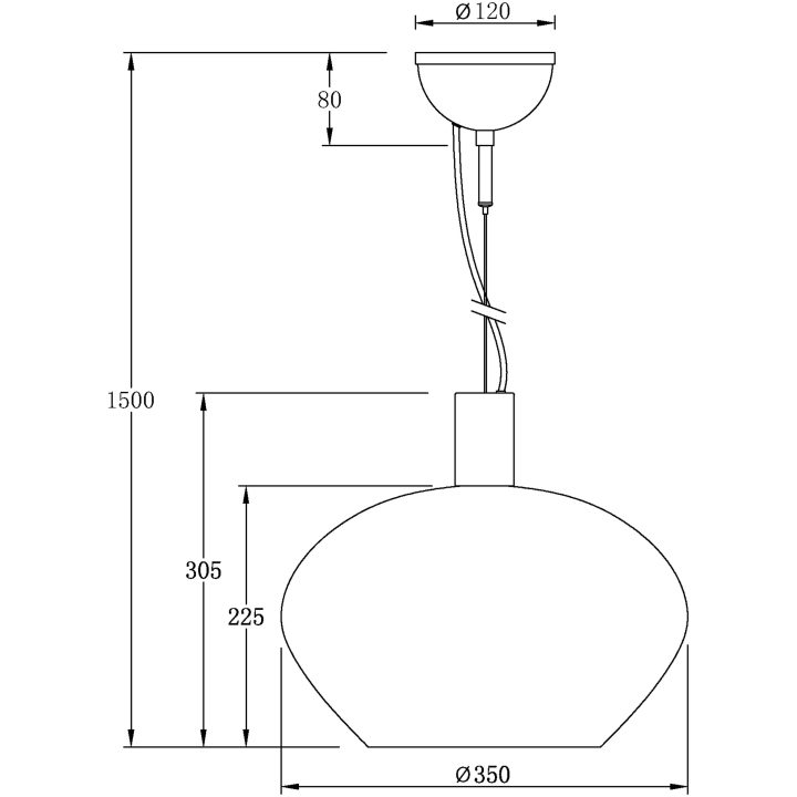Bell Taklampa 35cm, ANETA HOME Matt Mässing /Rök – bild 9