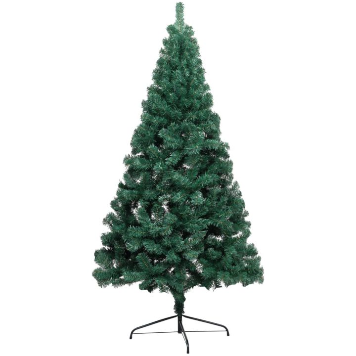 Belyst halv plastgran med kulor grön 120 cm vidaXL 120 x 68 cm – bild 2