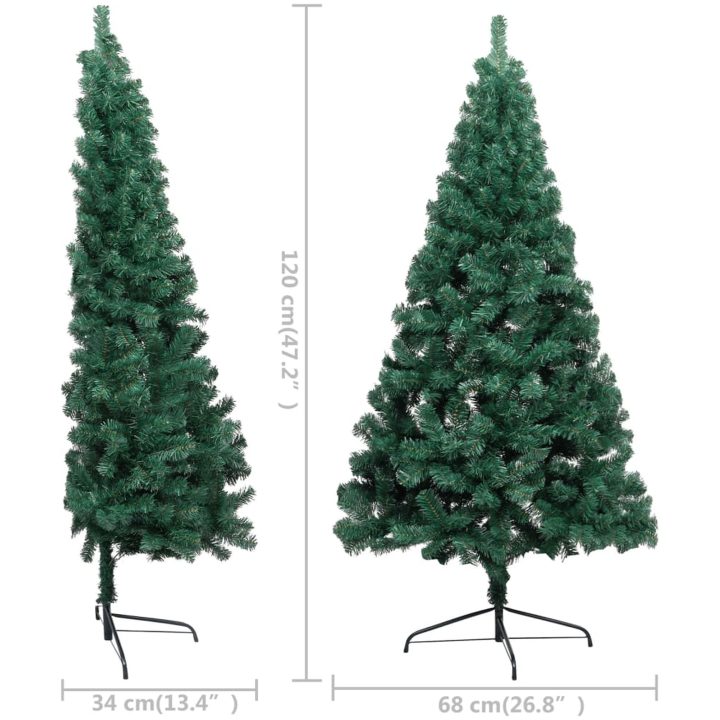 Belyst halv plastgran med kulor grön 120 cm vidaXL 120 x 68 cm – bild 12