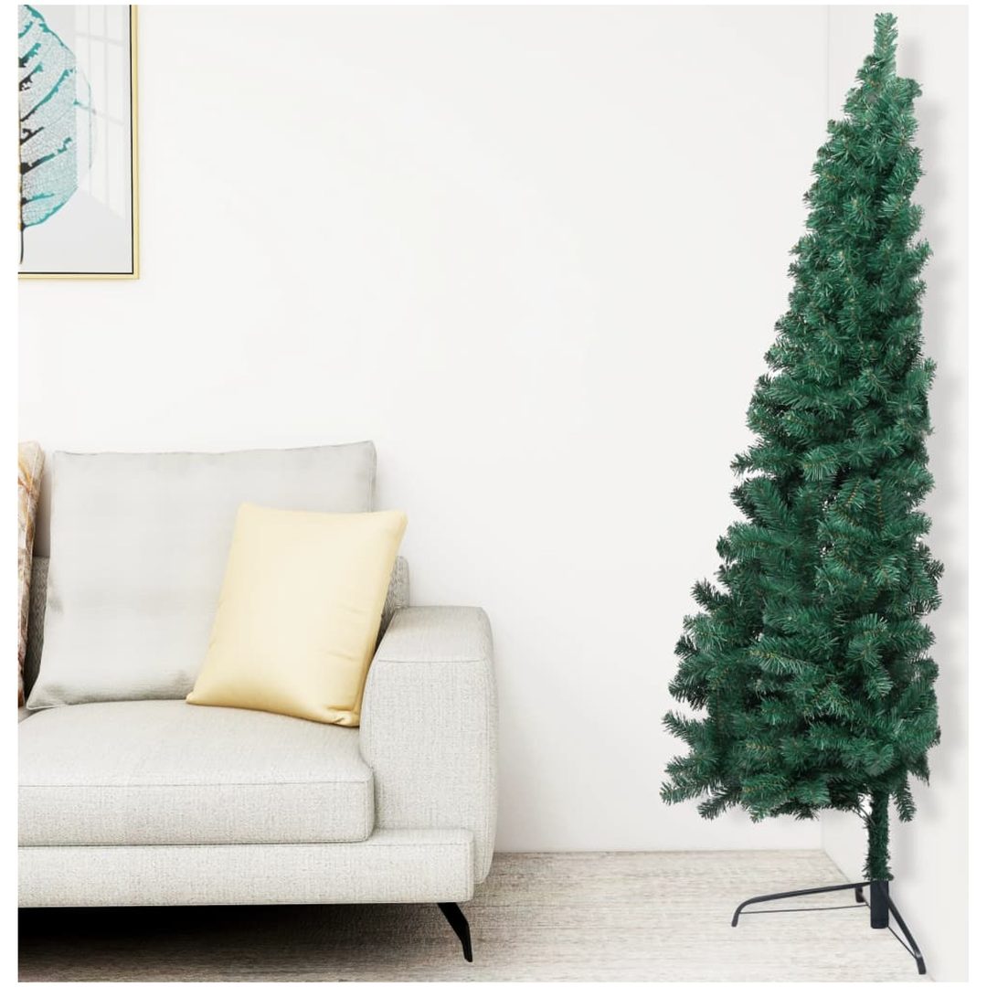 Belyst halv plastgran med kulor grön 120 cm vidaXL 120 x 68 cm – bild 6