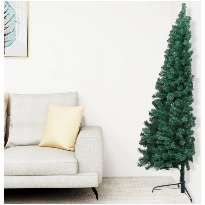 Belyst halv plastgran med kulor grön 120 cm vidaXL 120 x 68 cm – bild 6