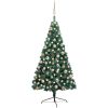 Belyst halv plastgran med kulor grön 120 cm vidaXL 120 x 68 cm – miniatyr 1