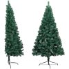 Belyst halv plastgran med kulor grön 150 cm vidaXL 150 x 95 cm – miniatyr 3
