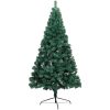 Belyst halv plastgran med kulor grön 150 cm vidaXL 150 x 95 cm – miniatyr 2
