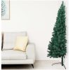 Belyst halv plastgran med kulor grön 150 cm vidaXL 150 x 95 cm – miniatyr 3