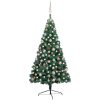 Belyst halv plastgran med kulor grön 150 cm vidaXL 150 x 95 cm – miniatyr 1