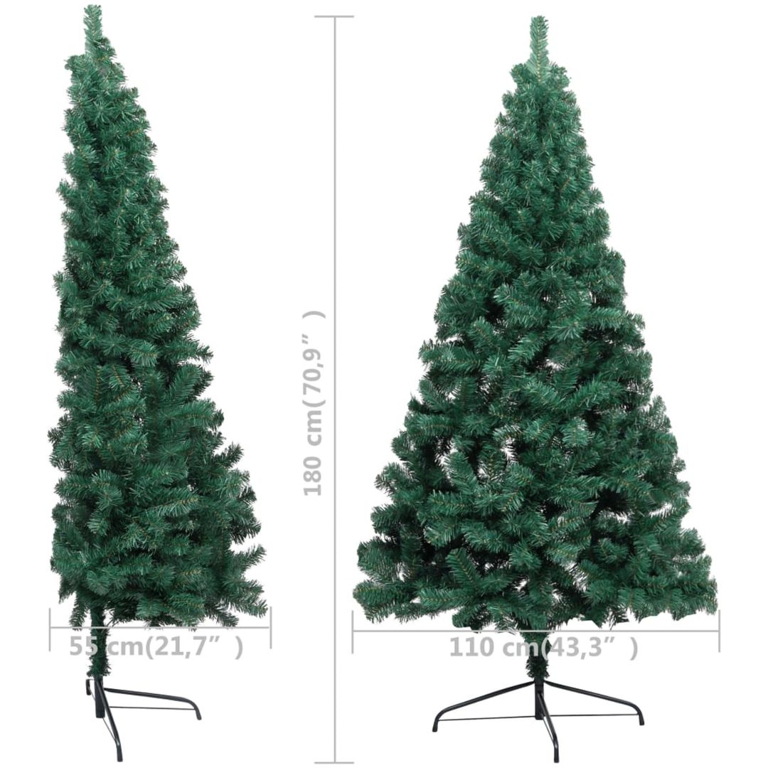 Belyst halv plastgran med kulor grön 180 cm vidaXL 180 x 110 cm – bild 12