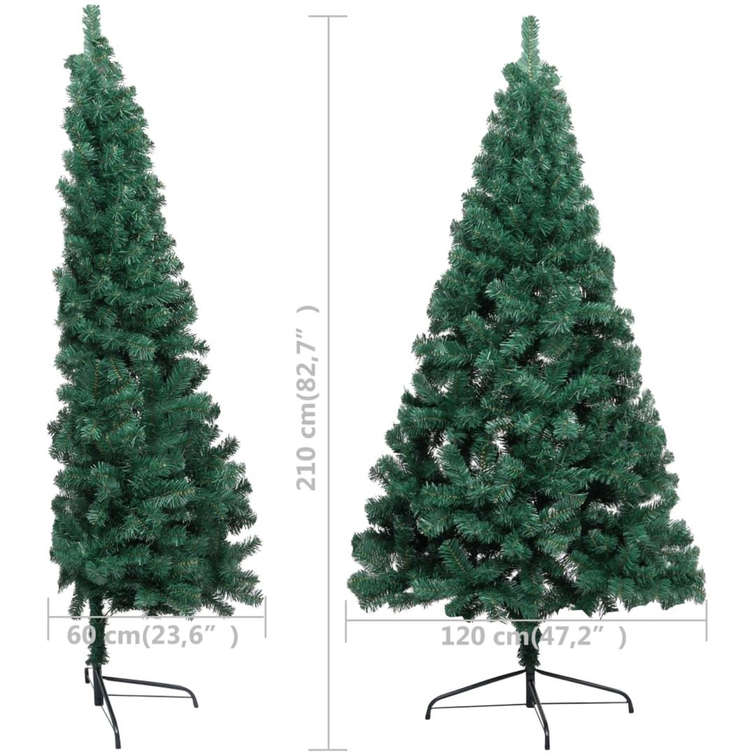 Belyst halv plastgran med kulor grön 210 cm vidaXL 210 x 120 cm – bild 10