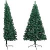 Belyst halv plastgran med kulor grön 240 cm vidaXL 240 x 125 cm – miniatyr 3