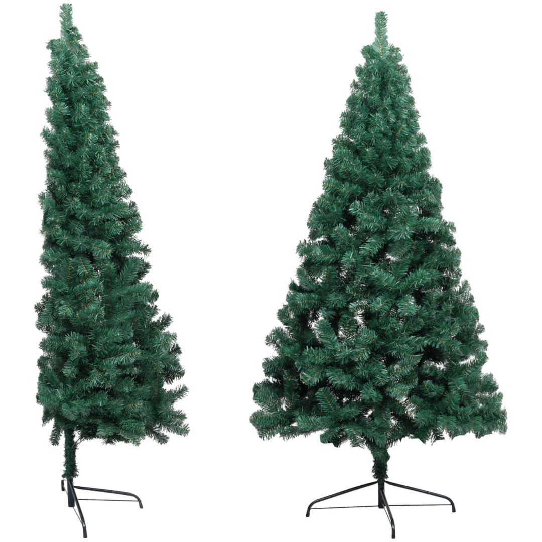 Belyst halv plastgran med kulor grön 240 cm vidaXL 240 x 125 cm – bild 3